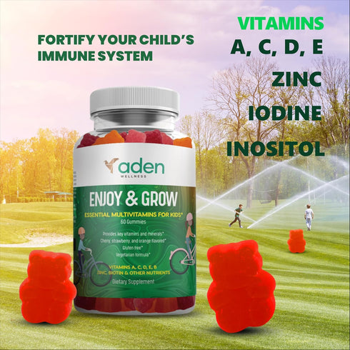 Multi B Vitamin Gummies for Kids – with B-Complex B6 B12 B9 (Folate) B7 (Biotin) B5 (Pantothenic Acid), A, C, D, E, Zinc, Iodine, Inositol – Energ...