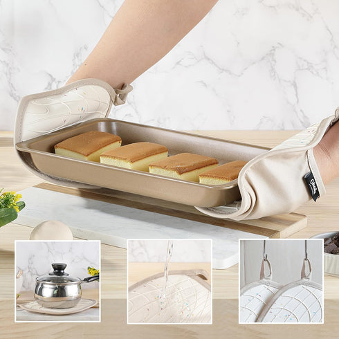 2PCS Silicone Pot Holders, OHOLA Stylish Heat Resistant Hot Pads with Pockets, Non Slip Potholders for Kitchen Baking and Cooking (7.87 x 7.87 Inc...
