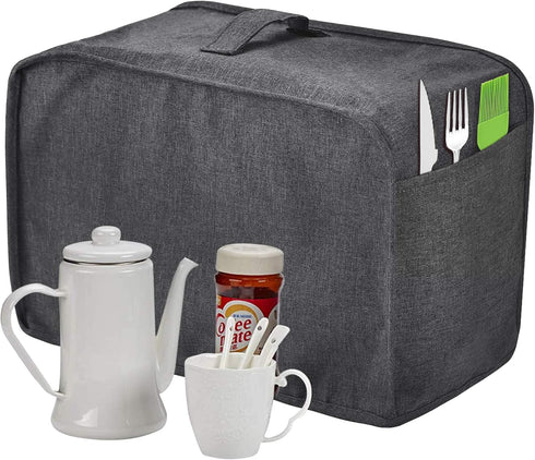 Toaster Cover with 2 Pockets,Can hold Jam Spreader Knife & Toaster Tongs, Toaster Appliance Cover with Top handle,Dust and Fingerprint Protection,...