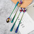 Long-handled ice tea spoon, cocktail stir spoons, stainless steel coffee spoons, Colored ice cream scoop (9 IN iridescence, Round)...