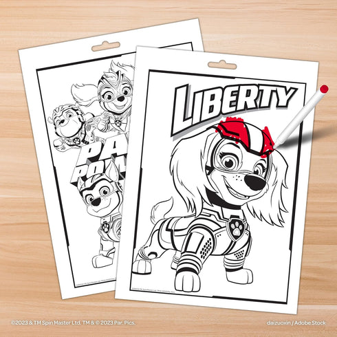 PAW Patrol The Mighty Move 16 Page Imagine Ink Coloring Pad, with 6 Mini Mess Free Markers, Bendon 58596...
