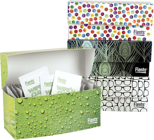 Flents Wipe N Clear Lens Wipes, 25 Count, Assorted Box Patterns for Glasses, Sunglasses, and Camera Lenses, Streak-Free, Anti-Fog, Portable Cleani...