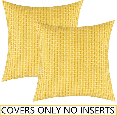 UGASA Outdoor Waterproof Pillow Covers Pack of 2 Weaving Texture Water Resistant Outside Decorative Pillow Cases for Patio Garden Porch Yard Bench...
