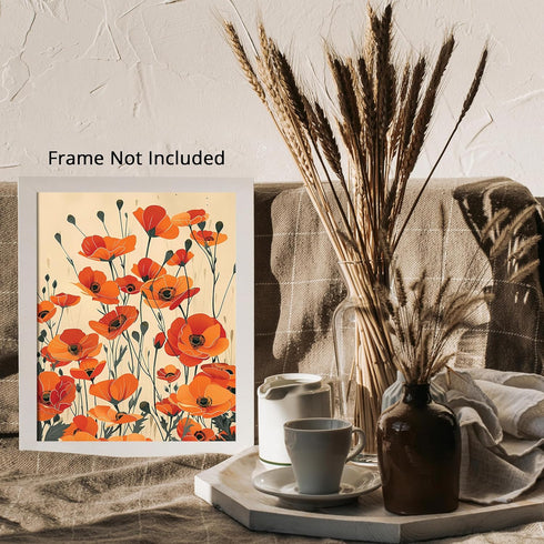 Posterizer 1 pcs-wild natural orange flowers-minimalist design-Floral & Botanical Art-Abstract & Modern Art-Decor for Home & Office- UNFRAMED Wall...
