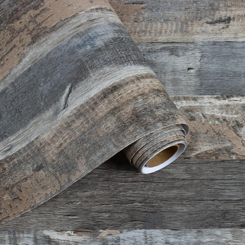 Gray Shiplap Wood Wallpaper Peel and Stick Rustic Grey Wood Plank Contact Paper for Countertops Cabinets Waterproof Removable Vinyl Wood Panel Wal...