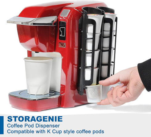 STORAGENIE Coffee Pod Holder Side Mount K Cup Pods Organizer compatible with Keurig Coffee Makers, Space Saving Kcup Storage, Perfect for Small Co...