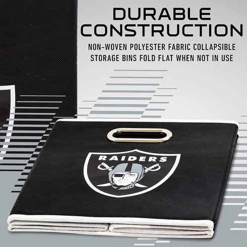 Franklin Sports NFL Storage Bins - Collapsible Cube Container + Basket - NFL Office, Bedroom + Living Room - 11"x11"...