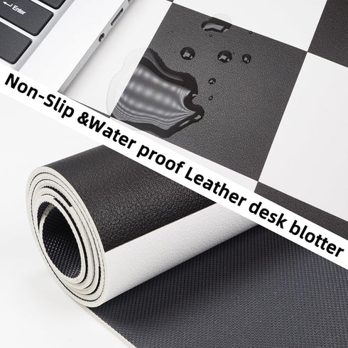 Non-Slip Desk Pad, Checkered desk mat, Waterproof PU Leather Desk Protector, Large Desk Blotter, Easy Clean Laptop Desk Writing Mat for Work/Home/...