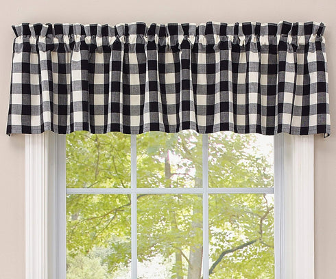 Park Designs Farmhouse Kitchen Valances for Windows - Black & Cream Buffalo Check | Fall Decor Window Valance Curtains | Plaid Curtain Valances fo...