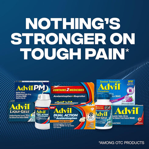Advil Dual Action Back Pain Caplets Delivers 250mg Ibuprofen and 500mg Acetaminophen Per Dose for 8 Hours of Back Pain Relief - 144 Count...
