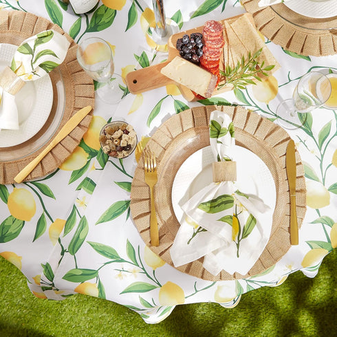 DII Lemon Bliss Outdoor Tabletop, Collection Stain Resistant & Waterproof, 60" Round w/Zipper...