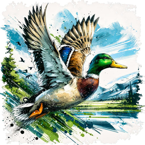 Fabric Panel 14"x14" Mallard Duck 100% Cotton Quilting Panel Square AM1704...