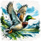 Fabric Panel 14"x14" Mallard Duck 100% Cotton Quilting Panel Square AM1704...