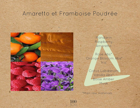 100BON Amaretto & Framboise Poudree – Amaretto & Raspberry Fruit Fragrance for Women & Men – Warm & Sensual Organic Fragrance with Mandarin & Citr...