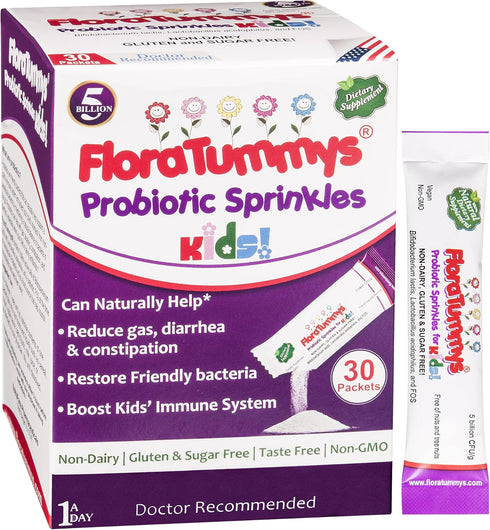 Probiotics for Kids: 30 Taste-Free Powder Packets, Free of Food Allergens, Non-Dairy, Gluten Free, Sugar Free, Non-GMO, Vegan...