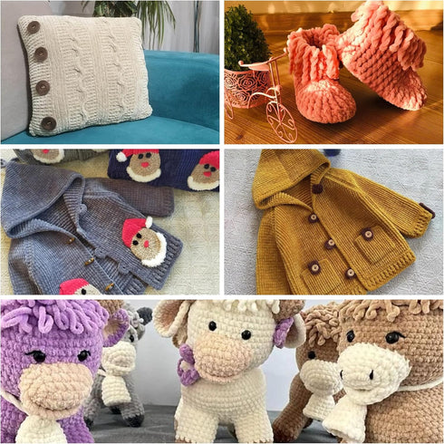 Softy #6 Super Bulky Velvet Yarn 3 x 100g (3.52 oz) - 120m (131 Yards) | 100% Micro Polyester Chunky Chenille Baby Blanket Amigurumi Plush Yarn fo...