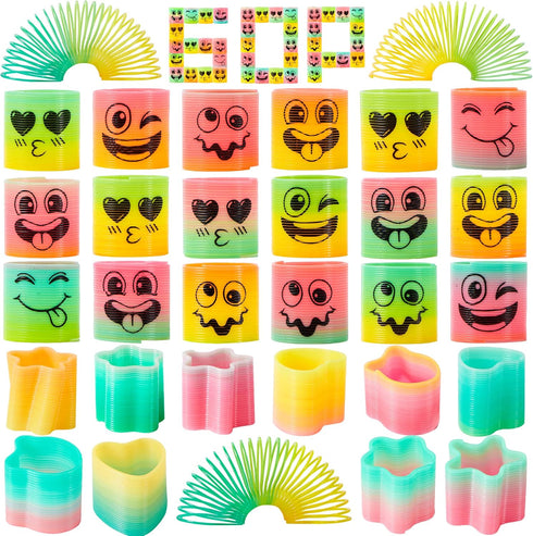 JOYIN 30 Pcs Spring Rainbow Party Favor, Mini Plastic Coil Spring Toy, Fidget Stress Coil Mini Springs Bulk Toys for Carnival Prize Birthday, Good...