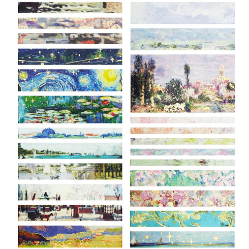 YUBX Landscape Washi Tape Set in Oil Painting Style 24 Rolls Scenery Drawing Masking Graphic Decorative Tapes for Arts, DIY Crafts, Journals, Plan...