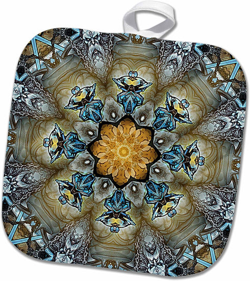 3D Rose Matar Mandala Pot Holder, 8" x 8"...