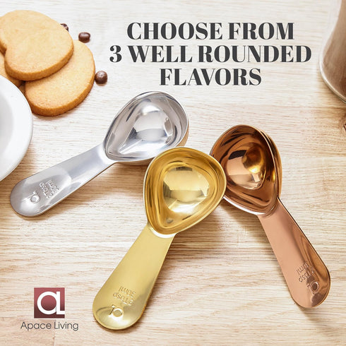 Apace Living Coffee Scoop (Set of 2) - 2 Tablespoon (2 Tbsp / 1/8 Cup / 1 oz) - The Best Stainless Steel Measuring Spoons for Coffee, Tea, and Mor...
