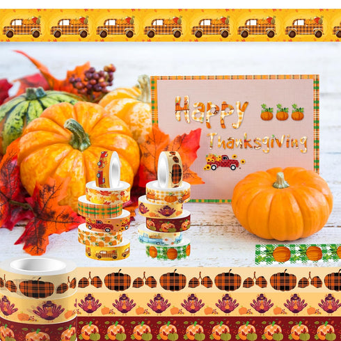 12 Rolls Thanksgiving Washi Tape Set 16.4ft Pumpkin Autumn Leaves Decorative for Fall Scrapbook DIY Wrapping Crafts, Scrapbooking, Gift Tape Junk ...