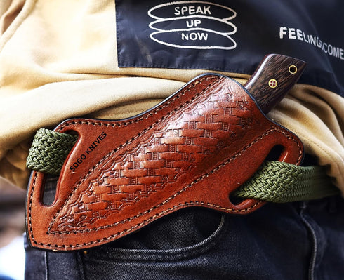 Leather Knife Sheath For Belt, Slanted Pancake Sheath, Tooled Leather Sheath, Beautiful Cow Boy 4 to 6 inches Skinner Knife Leather Cover 100% Rea...