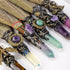Natural Crystal Magic Sweeper Coloured Fluorite Tower Broom 7.08"-7.87" Healing Crystal Point Witch Altar Supplies for Crystal Therapy Cleaning Be...