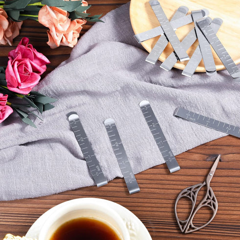 Cindeer Sewing Clips Stainless Steel Hemming Clips Metal Hemming Tool 3 Inches Sewing Clips with Measurements for Fabric Quilting Pinning and Mark...