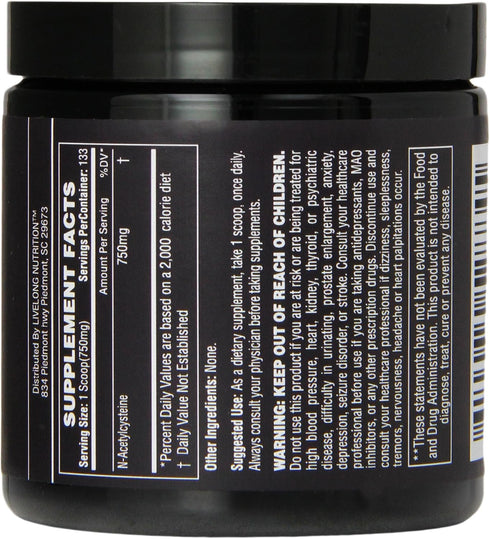 Pure N-Acetyl L-Cysteine (NAC) Powder - Liver Health and Cellular Support, Bulk Supplements, NAC for Bodybuilding and General Wellness and Antioxi...