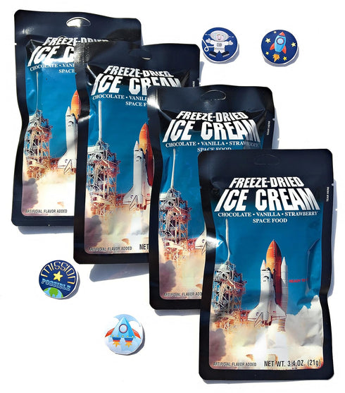LuvyDuvy Freeze Dried Ice Cream Neapolitan Sandwich (Vanilla-Strawberry-Chocolate) and Space Sticker Party Bundle...