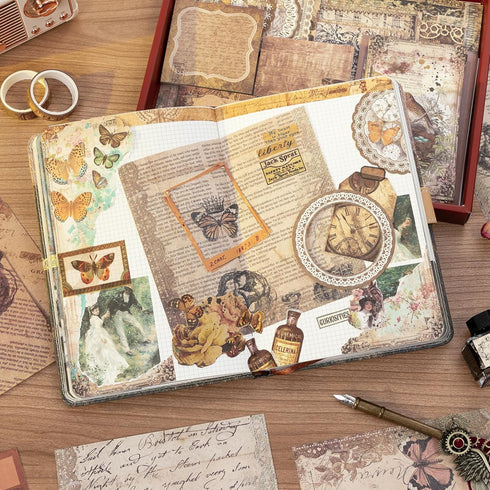 ALKALO Vintage Scrapbooking Kit(202pcs), Garden Slow Time Series with Journaling/Scrapbooking Supplies,Stationery,A6 Notebook,Aesthetic DIY Gift f...