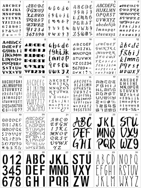 30 Pieces Letter Stencils for Painting 4 x 7 Inch Alphabet Reusable Plastic Numbers Font Templates for Journal Notebook, Diary, Scrapbook Decor Su...