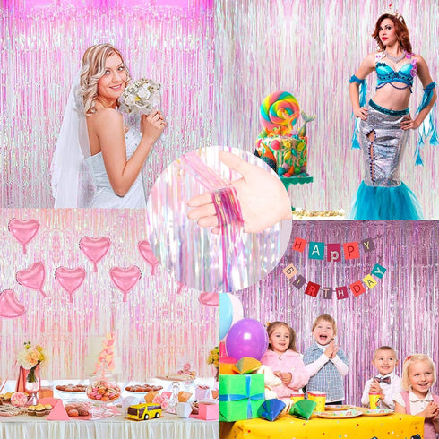 Dazzle Bright 2 Pack Backdrop Curtain, 3FT x 8FT Metallic Tinsel Foil Fringe Curtains Photo Booth Background for Baby Shower Party Birthday Weddin...