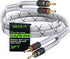GearIT 12AWG Premium Heavy Duty Braided Speaker Wire (3 Feet) with Dual Gold Plated Banana Plug Tips - Oxygen-Free Copper (OFC) Construction, Whit...