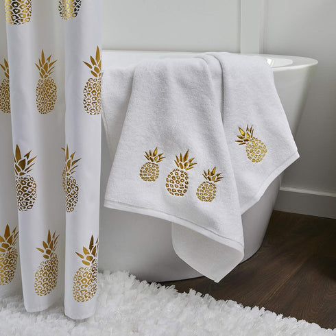 SKL Home by Saturday Knight Ltd. Gilded Pineapple Bath Towel, White Small...