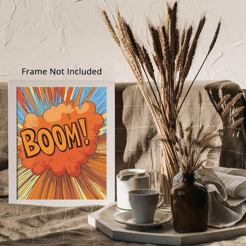 Posterizer 1 pcs-A comic book style explosion with the word BOOM -1-Art in Pop Style Gift for Superhero, Comic Book Fans Decor for Game Room or Ma...