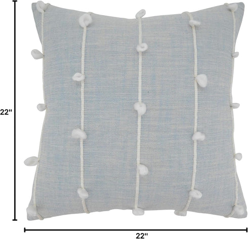 SARO LIFESTYLE Rhiannon Collection Knotted Line Design Pillow Cover, 22", Light Blue...