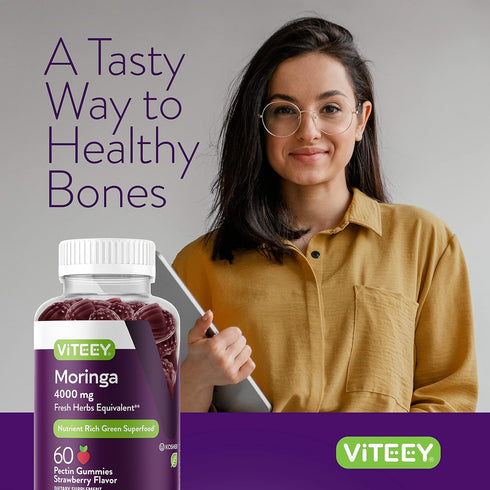 Moringa Gummies for Adults & Teens - Moringa Leaf Extract 4000mg - Immune Support, Energy Booster, Better Mood Support - Chewable Green Superfood ...