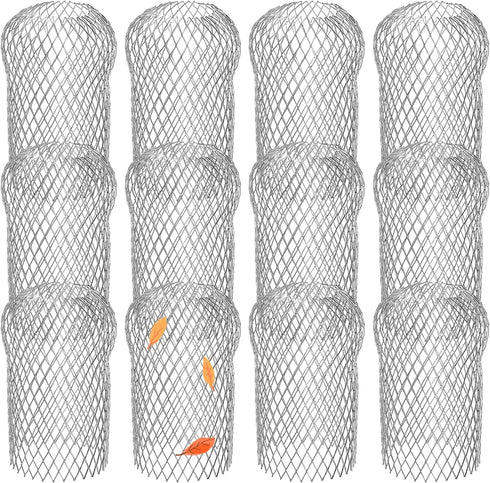 12 Pack Gutter Strainer, 4 Inch Expandable Gutter Downspout Guards, Aluminum Mesh Gutter Filter Strainer, Stop Blockage Leaves Debris, Fits for 1....