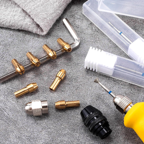 10Pcs Drill Chuck Collet Set for Dremel, 1/32 "to 1/8" Replacement Brass Quick Rotating Drill Nut Replacement 4485 4486 Keyless Drill Bit Chuck Ha...