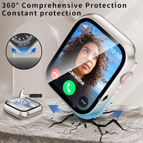 Compatible with Apple Watch Waterproof Case 40mm Series 6/5/4/SE with Tempered Glass Screen Protector, Full Coverage Bumper Cover for iWatch Case ...