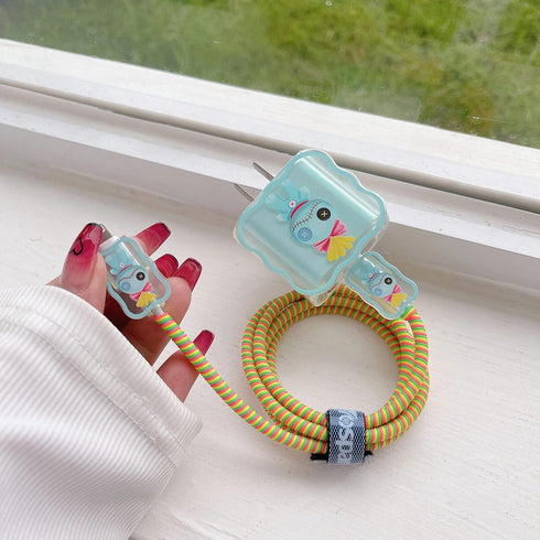 Cute DIY Cable Protector, Compatible for iPhone 20W USB-C Power Adapter and Lightning Cable-Size 14......