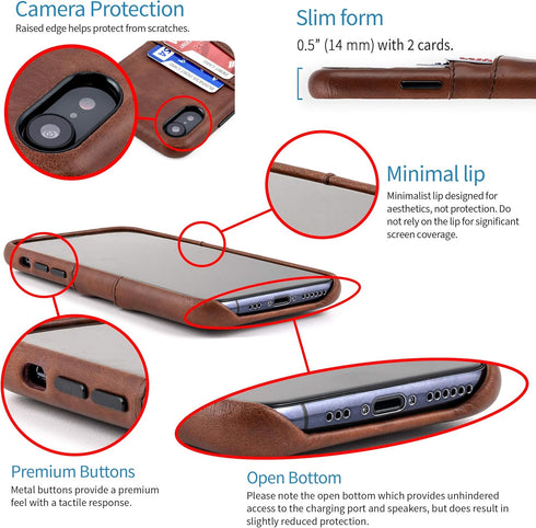 Dockem Wallet Case for iPhone XR: Built-in Metal Plate for Magnetic Mounting & 2 Credit Card Holders (6.1" Exec M2, Synthetic Leather, Brown)...