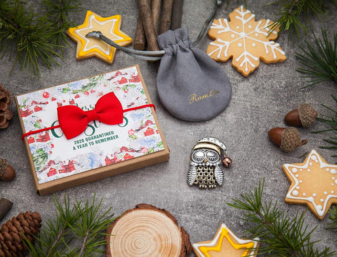 RareLove Cute Vintage Owl Santa Hat Ring Bell Two Tone Christmas Pins and Brooches Rose Gold Silver Plated Alloy Holiday Animal Jewelry For Women ...