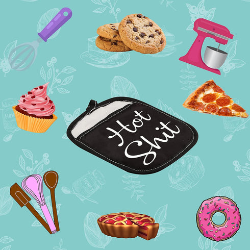 Funny Oven Pads Pot Holder with Pocket for Baker Hot Shit Humor Gift Gag Baking Gift (Hot Shit)...