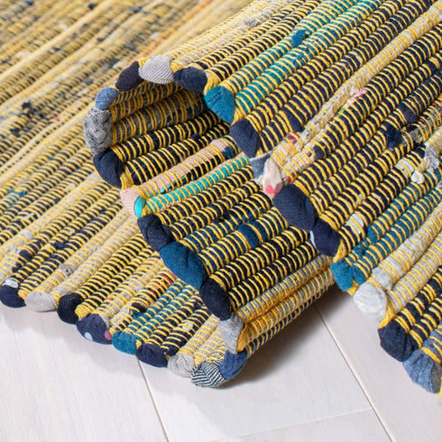 SAFAVIEH Rag Rug Collection Accent Rug - 2'3" x 5', Yellow & Multi, Handmade Boho Stripe Cotton, Ideal for High Traffic Areas in Entryway, Living ...