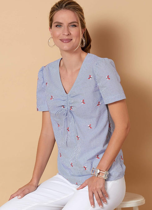 Butterick B6662D5 Easy to Sew Women's Pullover Tie Front Blouse Sewing Patterns Sizes 12-20...