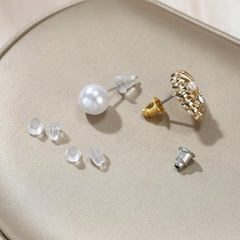 12 Styles 600 Pcs Earring Backs for Studs, Clear Plastic Earrings Hypoallergenic Metal Rubber Silicone Earring Backs Bullet Clutch Stoppers Replac...
