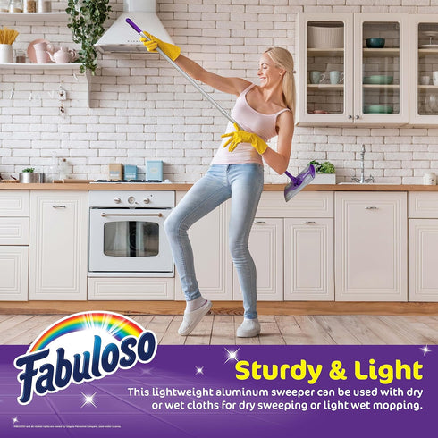 Fabuloso Dry and Wet Sweeper with Bonus 12 Dry Cleaning Pads| Clean Your Floors with Ease | 2-in-1 Sweeping and Light Mopping, Lightweight, Swivel...