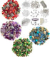 Approx X 400 Jewelry Making Beads Mix Starter Kit for Beginners in Purple Gold & Green Jewelry Findings...